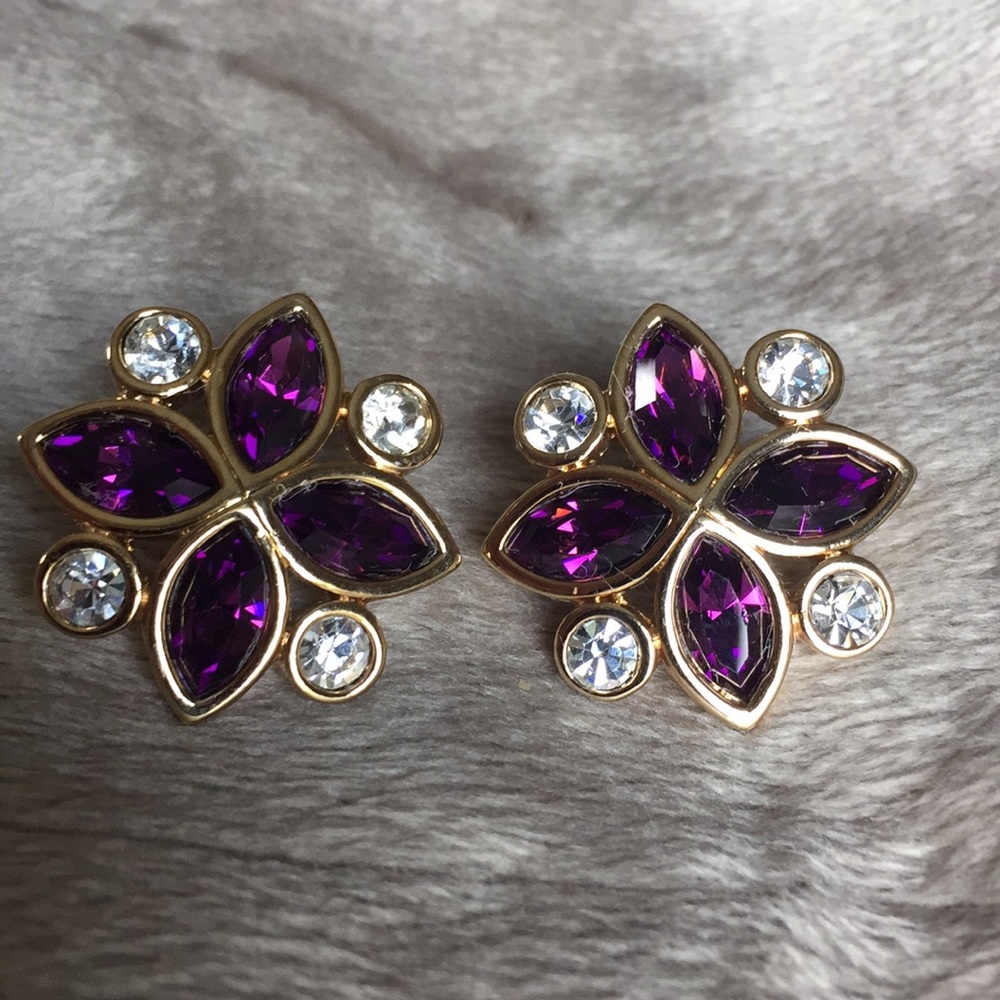 Swarovski Amethyst and Crystal Earrings